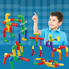 Colorful Water Pipe Building Blocks Kids DIY Tunnel Block Model Toy