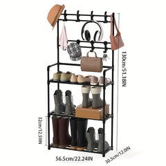 3-Layer Boot Storage Rack with Clothes Shelf