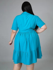 Solid Casual Knee Length Ruffle Dress Spring Fall Dress