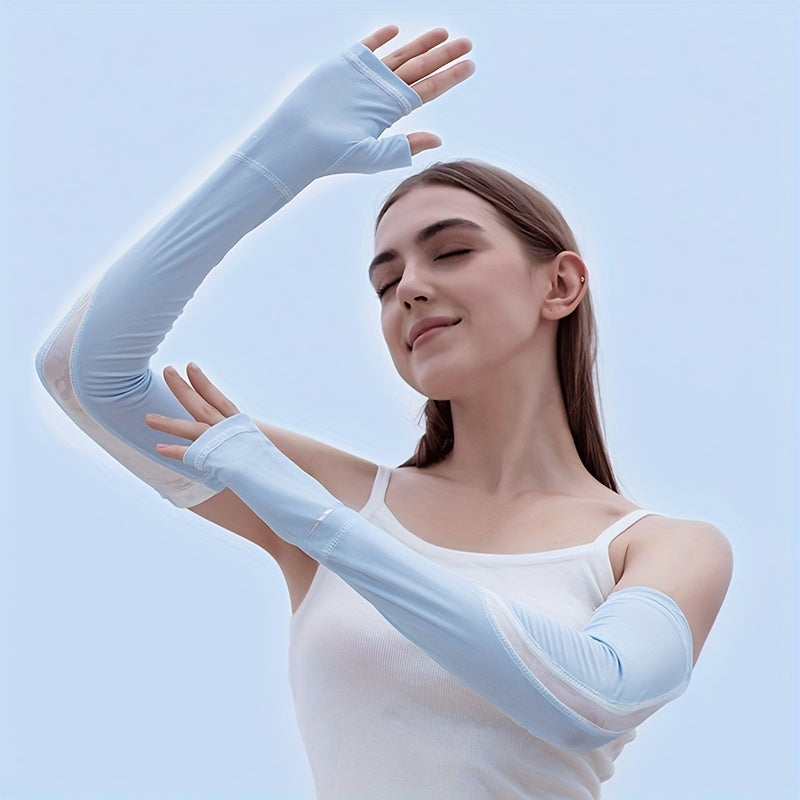 Sunscreen Ice Sleeves Breathable Half Finger Gloves