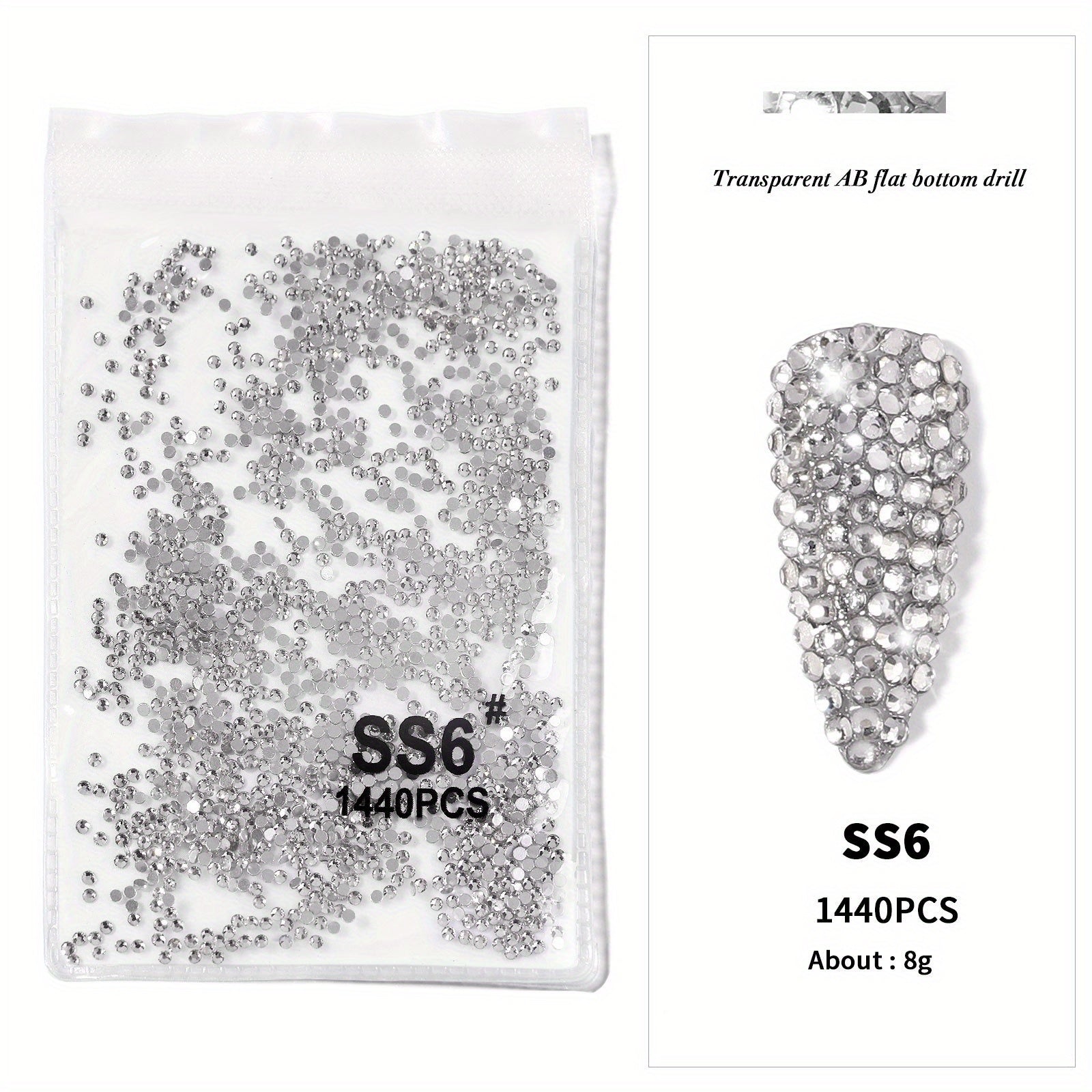 1440Pcs Rhinestones Nail Art Round Crystals Strass Glass Nail Charms