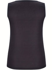  Colorblock Stripe Tank Top Notched Neck
