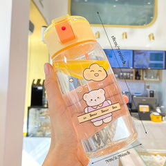 600ML Straw Water Bottle Portable Water Cup for Boys and Girls