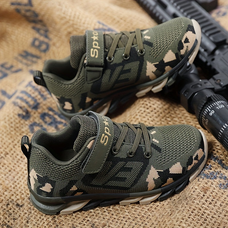 Kid's Camouflage Sneakers, Breathable with Shock Absorption, Soft Sole