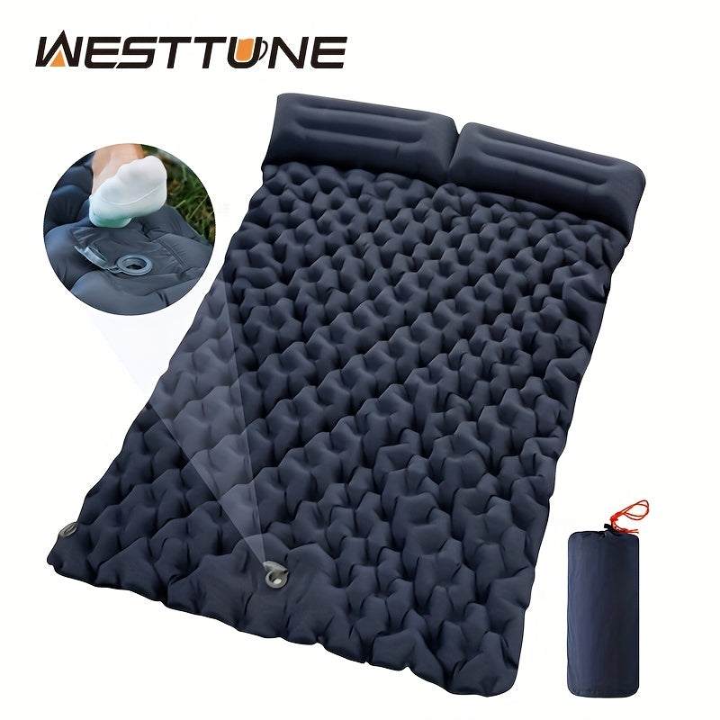 Camping Double Inflatable Mattress with Built-in Pillow