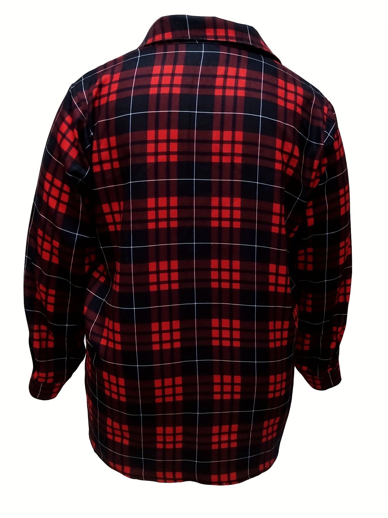  Plaid Print Long Sleeve Tunic Shirt Top