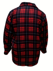  Plaid Print Long Sleeve Tunic Shirt Top