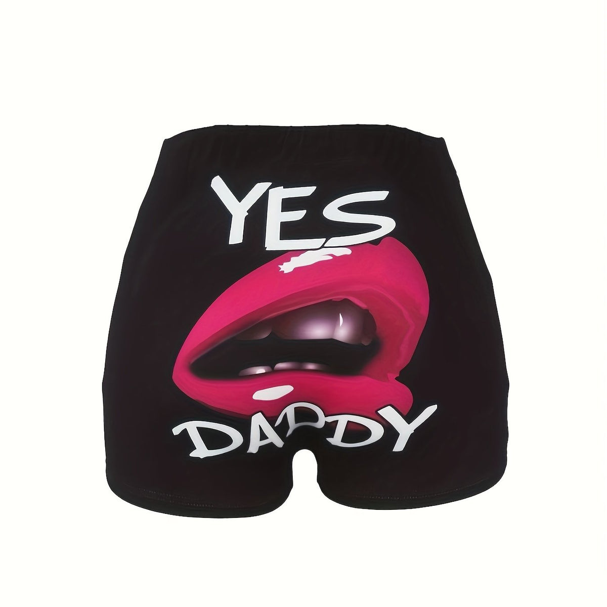  Sexy 3D Lip & Letter Print High Rise Skinny Shorts