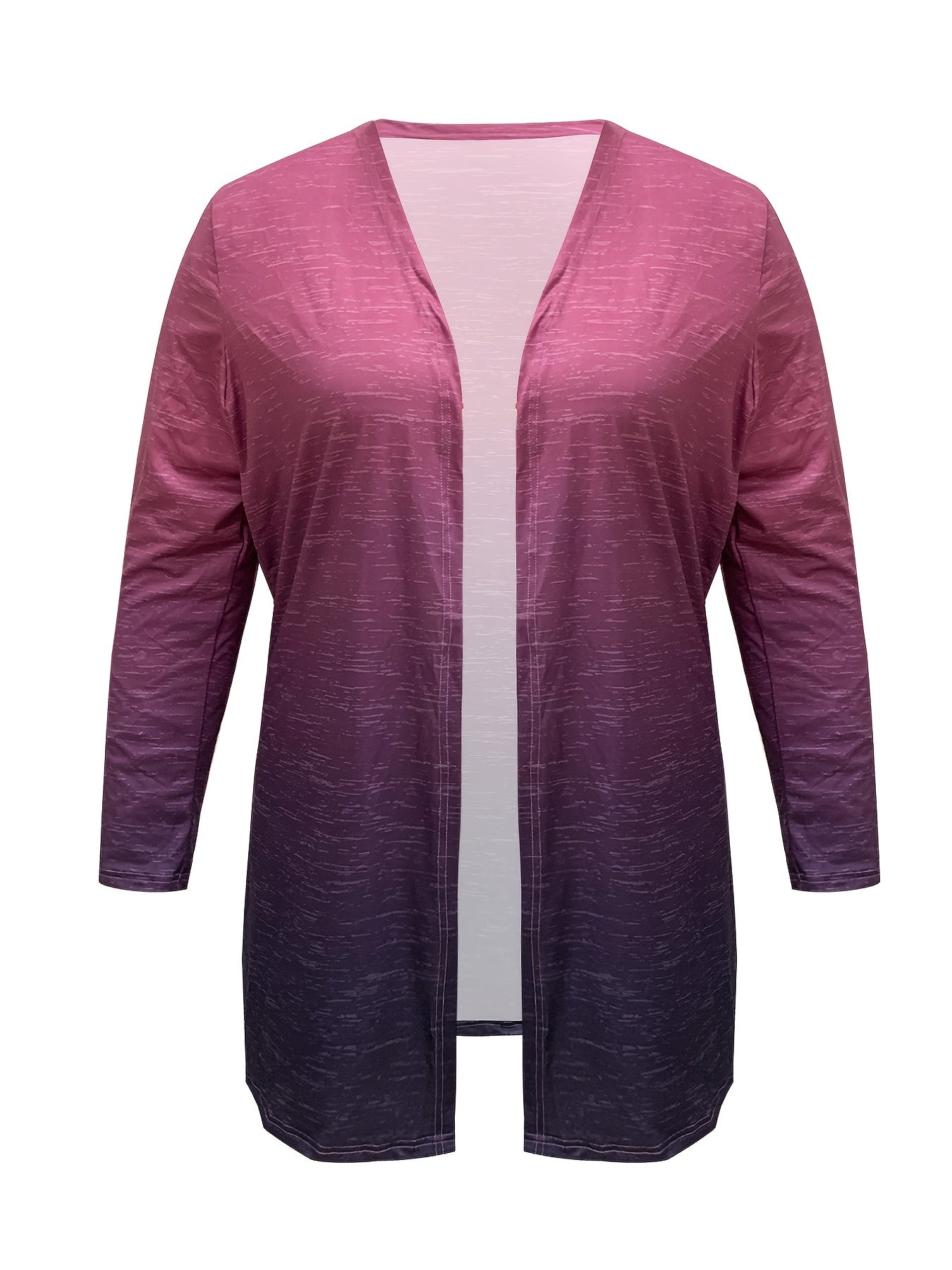  Colorblock Ombre Print Long Sleeve Cardigan