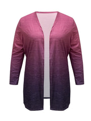  Colorblock Ombre Print Long Sleeve Cardigan