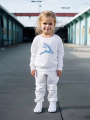 Girls 2pc Deer Pattern Crew Neck Sweatshirt Set
