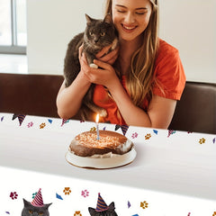 Cat Paw Print Plastic Tablecloth for Pet Themed Party