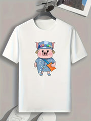 Pig Print Men's Graphic T-shirt Casual Comfy Tees For Summer