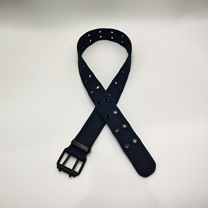 Men's Heavy Duty Web Belt Solid Color Hole Buckle Waist Strap