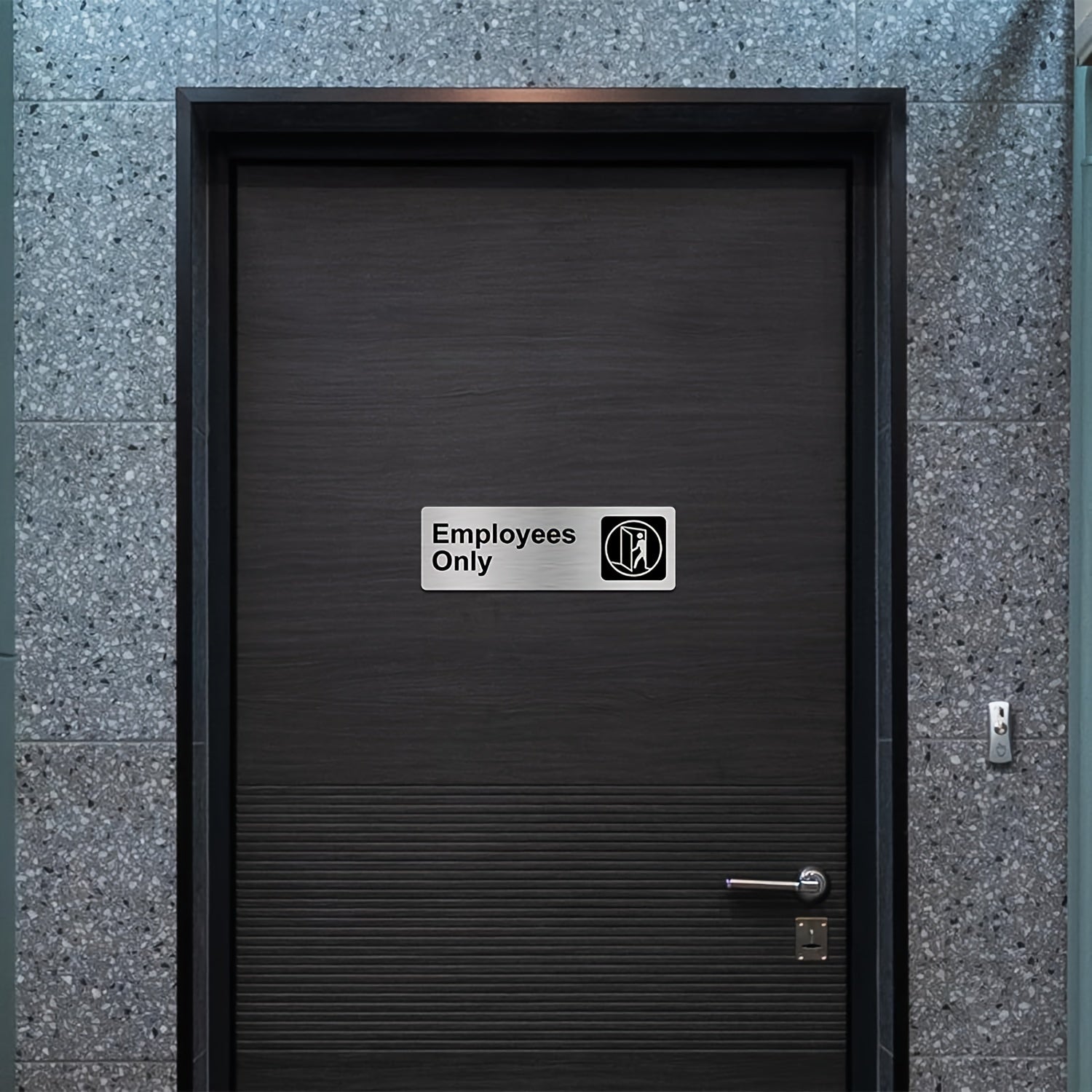 Employees Sign 22.86 X 7.62 cm Brushed Aluminum Self-adhesive Silver