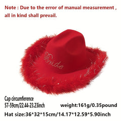 2pc Y2K Cowgirl Jazz Fedora Cap & Sunglasses Set, Musical Feather Hat