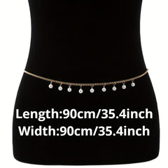 Faux Pearl Pendant Waist Chain Golden Silver Metal Belly Chain