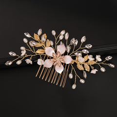 Golden Bridal Hair Comb Rhinestone Crystal Wedding Hair Clip