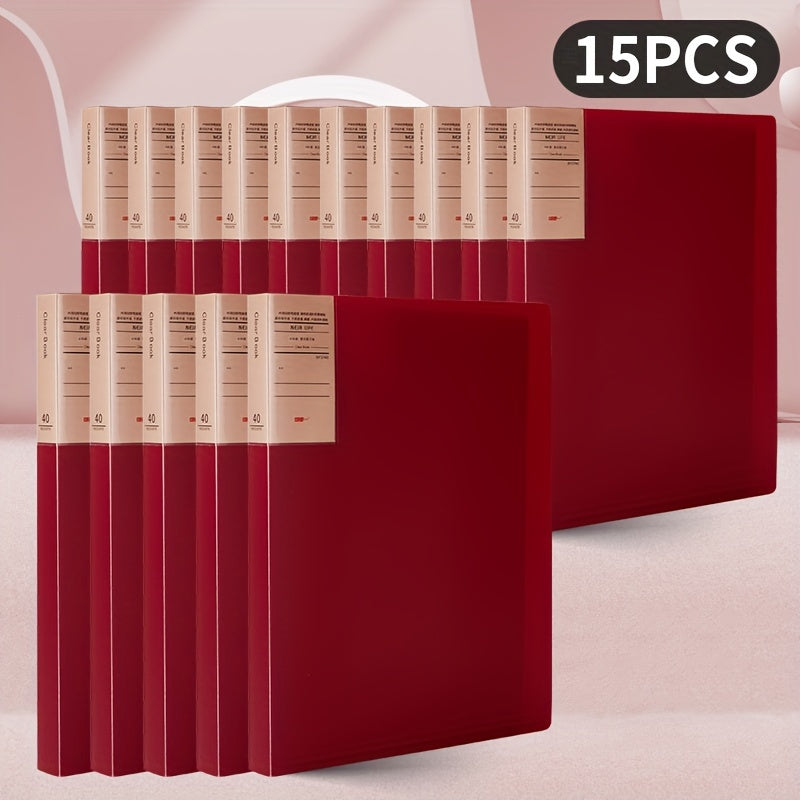 15pcs Red A4 Size Transparent Insert Layer Information Book
