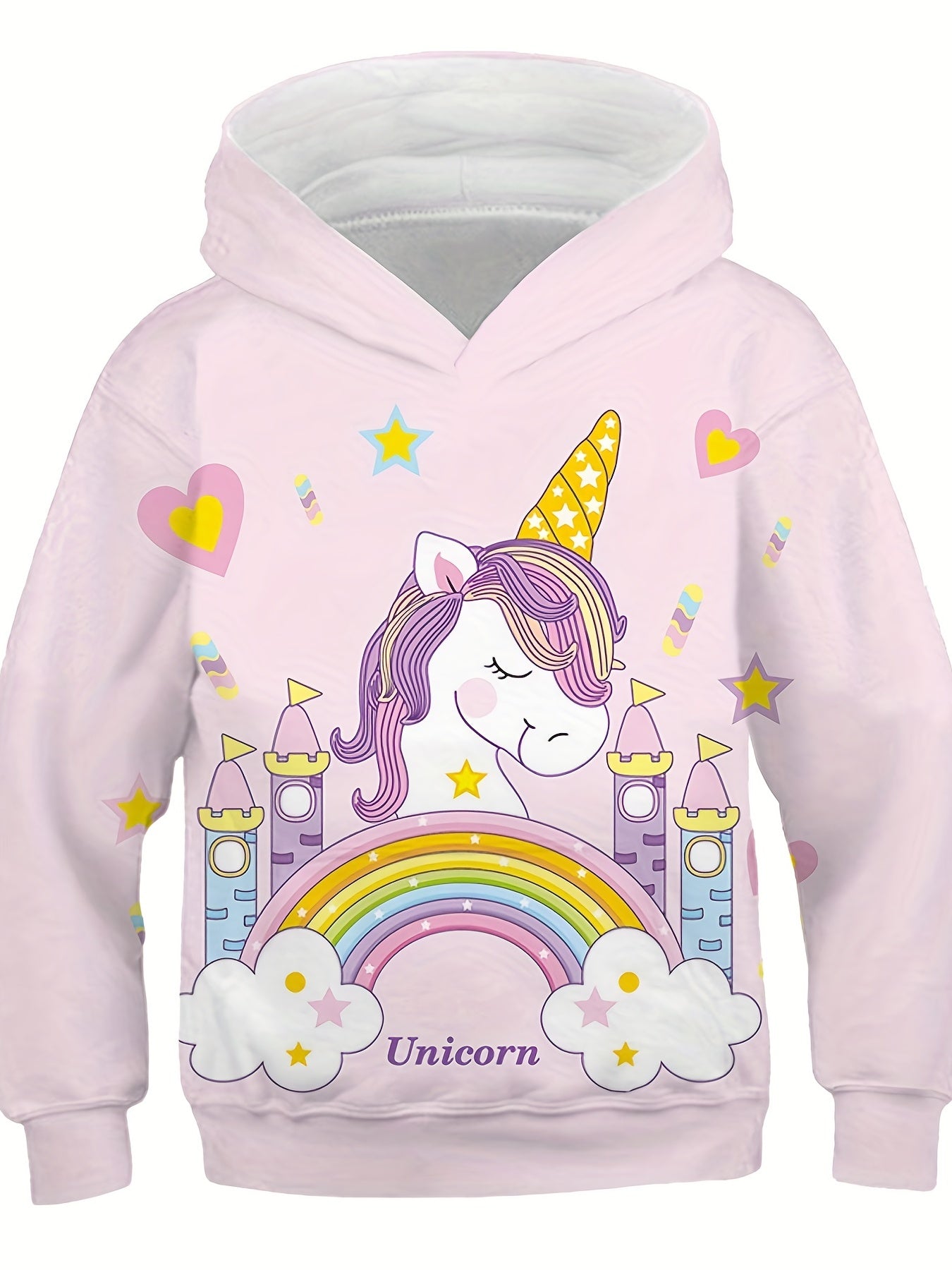 Boy's Rainbow Pony Graphic Hoodie Casual Breathable Sweatshirt