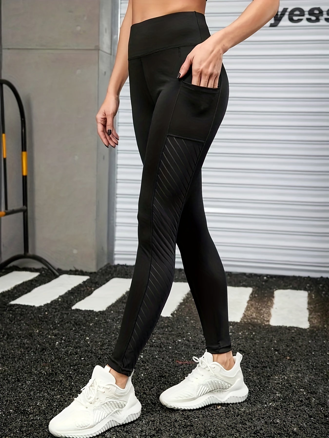 Mesh Stitching Leggings Sports Fitness Yoga Running Trousers