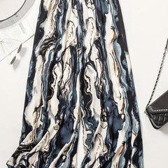  Marble Print High Rise Wide Leg Trousers