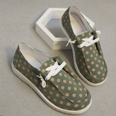 Women's Polka Dot Pattern Canvas Shoes Lightweight Green Walking Shoes