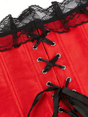 Floral Jacquard Mesh Ruffle Trim Underbust Corset
