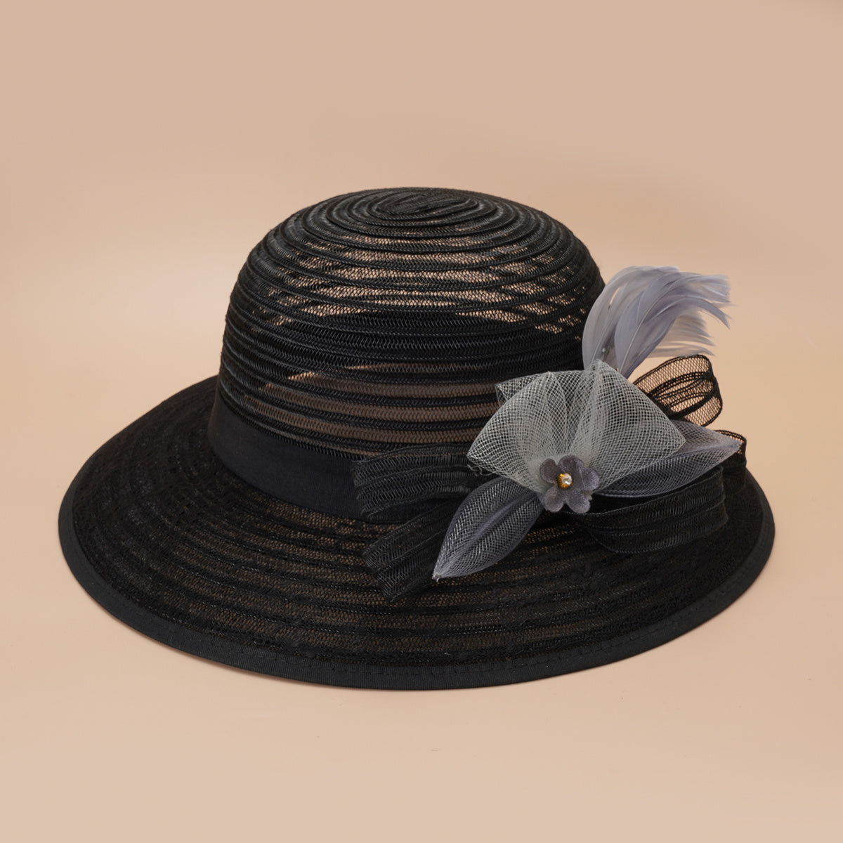 Breathable Mesh Sun Hats Wide Brim 3D Flower Lace Women's Dress Beach Hats