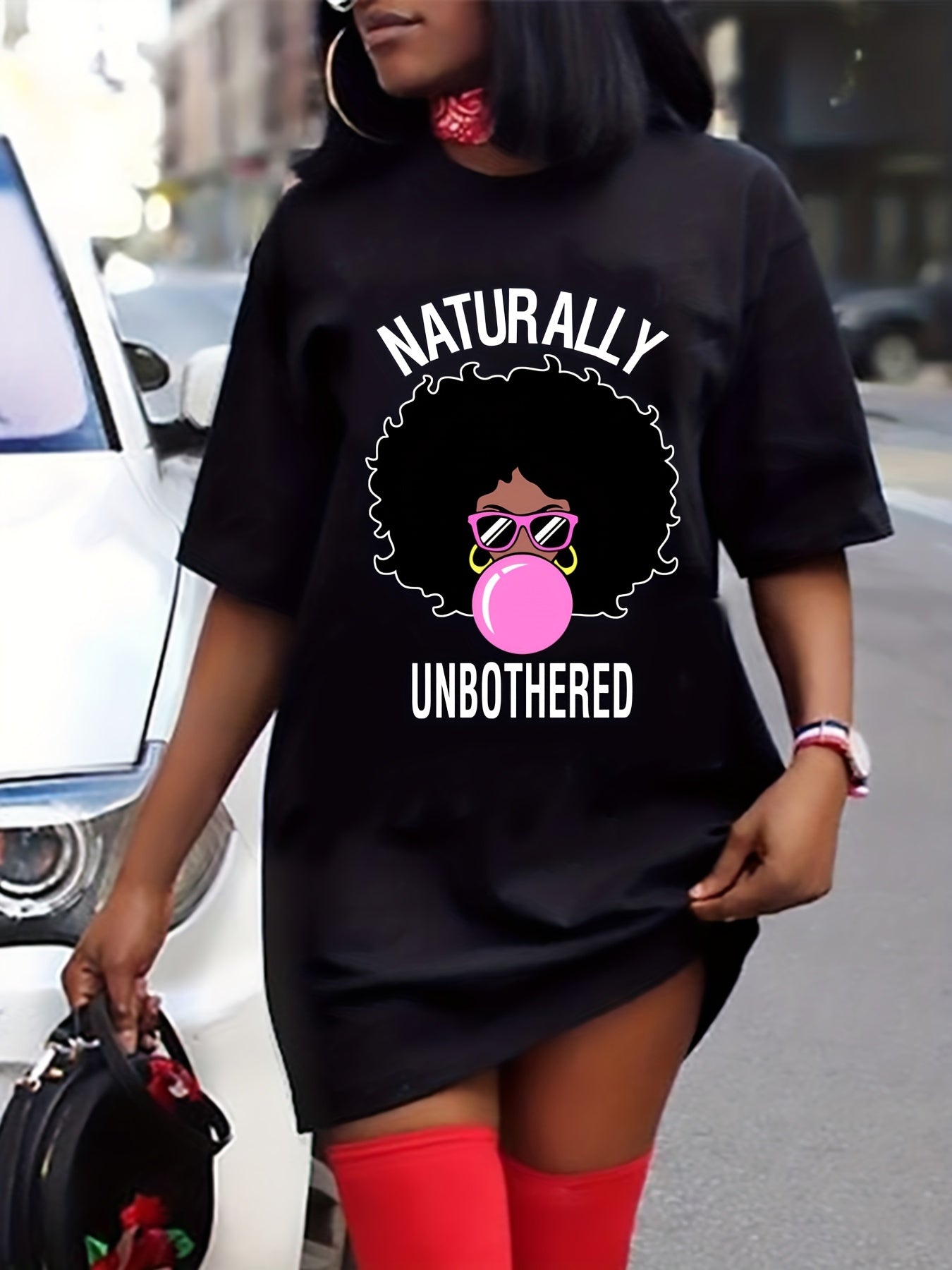  Women's Cartoon Print Short Sleeve Casual Dress