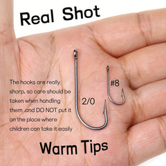 50pcs Stainless Steel Fishing Hooks Long Shank For Freshwater & Seawater