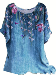  Floral Print Short Sleeve T shirt