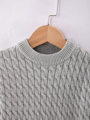 Boys Knit Plaid Sleeve Sweatshirt