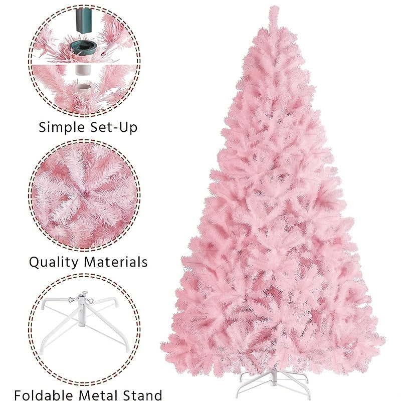 82in Pink Artificial Christmas Tree with Stand Holiday Party Decoration
