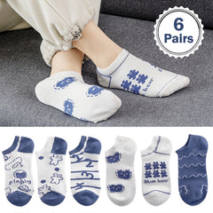 6 Pairs Bear & Bunny Print Short Socks & Ankle Socks Women's Stockings
