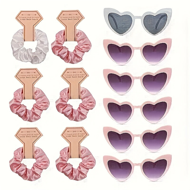 Heart Shaped Glasses & Satin Scrunchies Set - Wedding Accessories