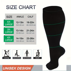 2 Pairs Plus Size Compression Socks Wide Calf 20-30 MmHg