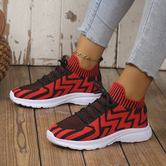 Wave Pattern Running Shoes Women Lightweight Sneakers