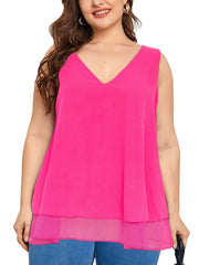  V Neck Sleeveless Tank Tops Women's Plus Casual Solid Tanks