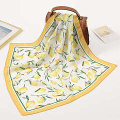 Lemon Print Yellow Bandana Casual Square Scarf Neckerchief Women
