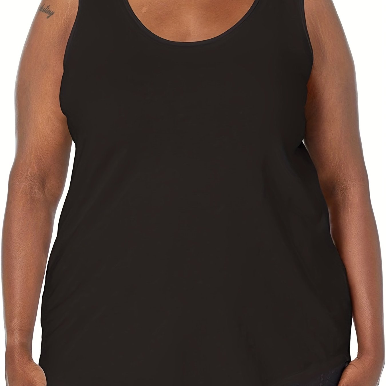  Casual Tank Top Solid Round Neck Medium Stretch