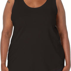  Casual Tank Top Solid Round Neck Medium Stretch