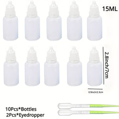 12pcs 10ML Plastic Dropper Bottles with Screw Cap for Eye Liquid