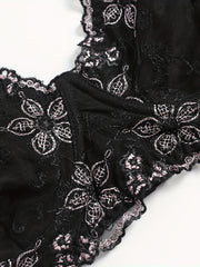 Floral Embroidered Mesh Plus Size Sexy Bra with Light Padding