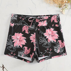  Floral Print High Waist Beach Shorts