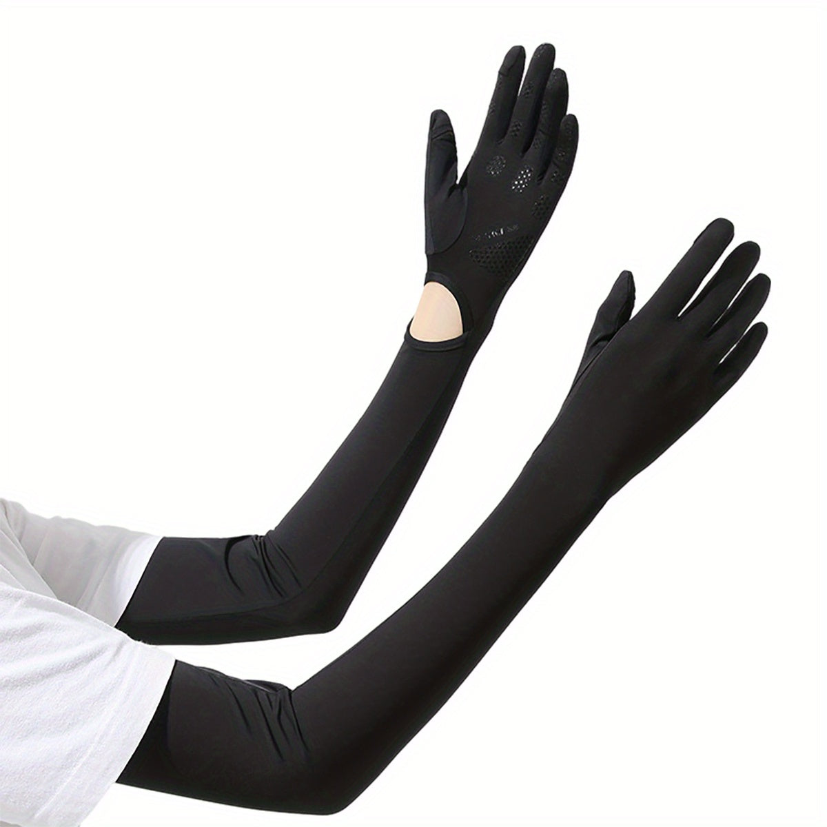 UV Protection Cooling Ice Silk Arm Cover Solid Sunshade Sleeves