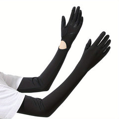 UV Protection Cooling Ice Silk Arm Cover Solid Sunshade Sleeves