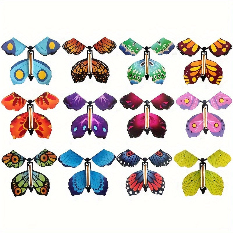 8pcs Magic Flying Butterfly Rubber Band Powered Surprise Boxes