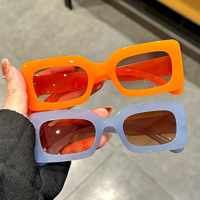 Y2K Rectangle Sunglasses For Women Men Hiphop Jelly Glasses UV400