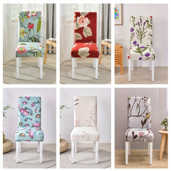 Flower Printed Elastic Dining Chair Covers - Protect Your Furniture with Style
